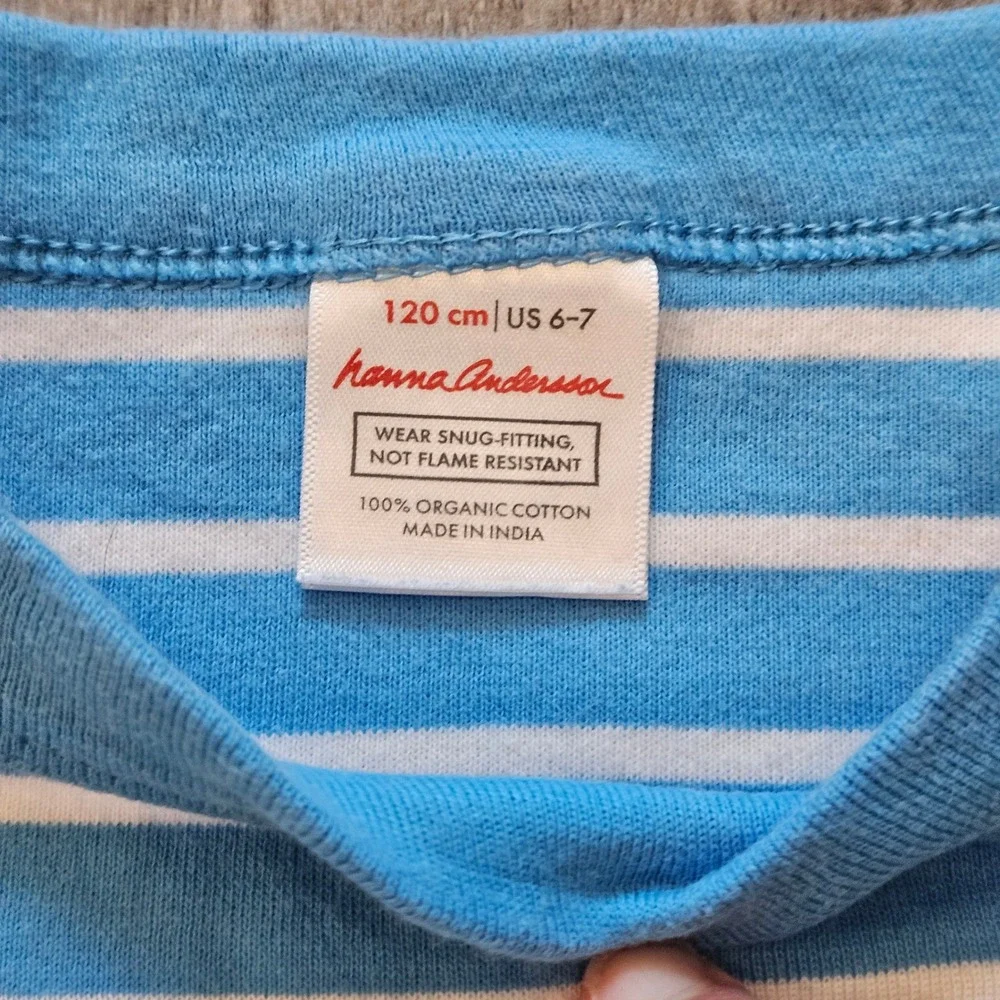 Hanna Andersson Pajama Set Kids 6-7 NEW Dinosaur Stripe Organic Cotton Sleep